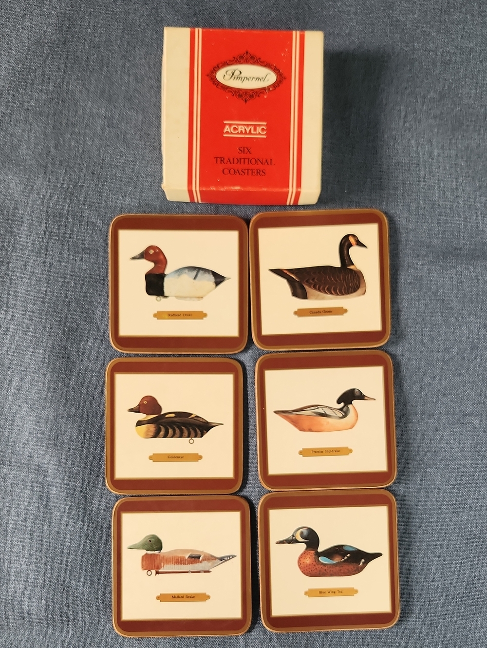 Vintage Pimpernel Acrylic Traditional Coasters With A Duck Design IOB